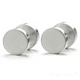 thumbnail image 1 of Maya's Grace Round Barbell Dumbbell Flat Back Disc Stud Earrings Unisex - Silver, 8mm, 1 of 6
