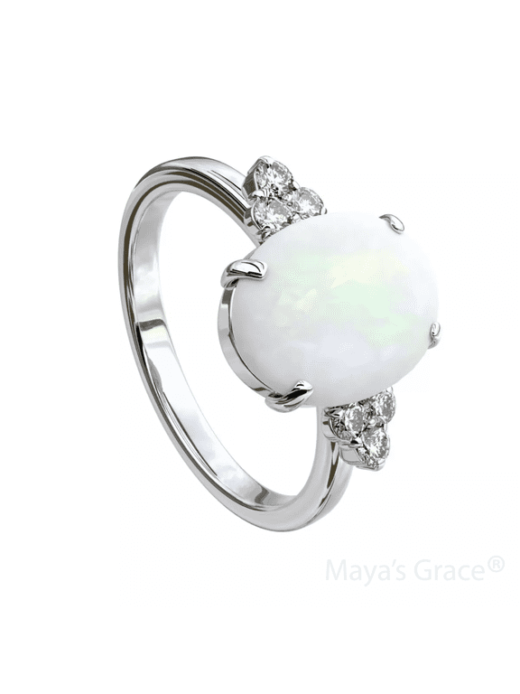 Opal Ring for Women, Fire Opal-Inspired with Rhinestone Accents - 8