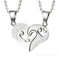 thumbnail image 1 of Maya's Grace Two Pieces Heart Shaped with I Love You Message Pendant and Couple Matching Necklace - Silver, 1 of 7
