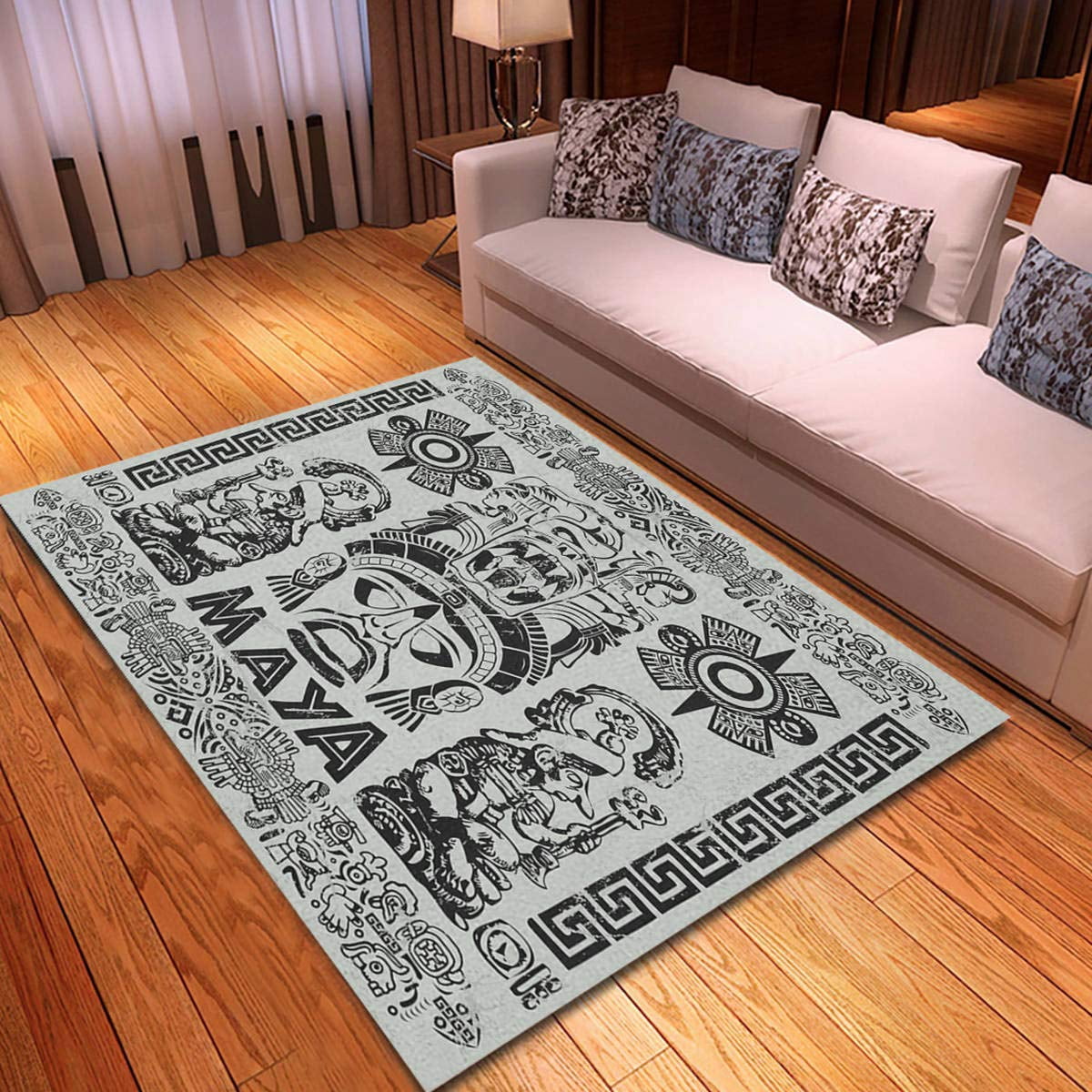 Mayan Aztec Calendar Area Rug Non-slip Carpet Living Room Bedroom ...