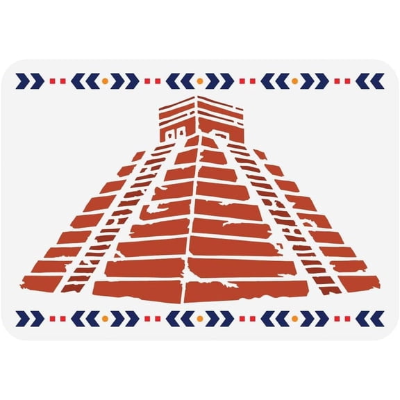 Mayan Aztec Pyramid Stencil 8.3x11.7 PET Egyptian Pyramids Spraying Stencil Reusable Ancient Architecture Drawing Stencils Architecture and Local Themes Painting Stencils Wall Template White