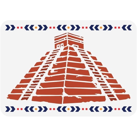Mayan Aztec Pyramid Stencil 8.3x11.7" PET Egyptian Pyramids Spraying Stencil Reusable Ancient Architecture Drawing Stencils