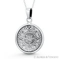 thumbnail image 1 of Mayan Calendar & Aztec God Tlaltecuhtli 37x25mm Pendant & Chain Necklace in Oxidized .925 Sterling Silver, 1 of 1