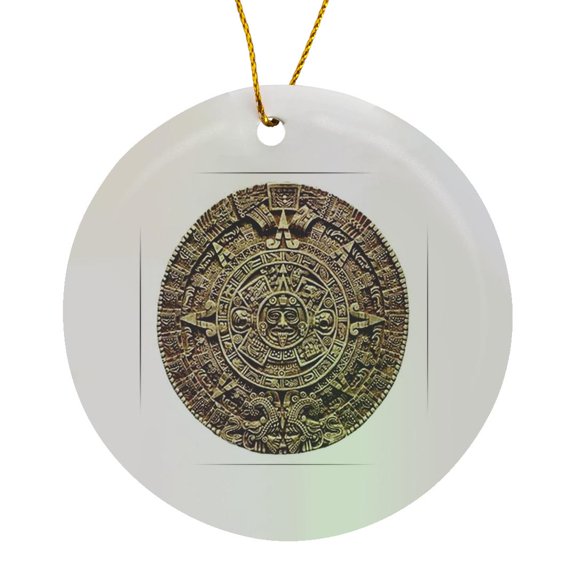 Mayan Calendar, Circle Porcelain Ornament