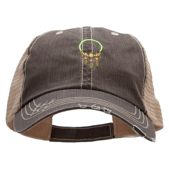 Mayan Dream Catcher Embroidered Low Profile Special Cotton Mesh Cap - Brown Khaki OSFM