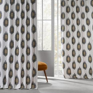 Mayan Gold Printed Cotton Twill Curtain (1 Panel), Mayan Gold, 50W X 84L