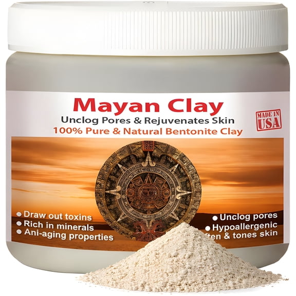 Mayan Secret Indian Natural Calcium Bentonite Clay For Deep Pore Cleansing Facial Body Mask - 1 Pound