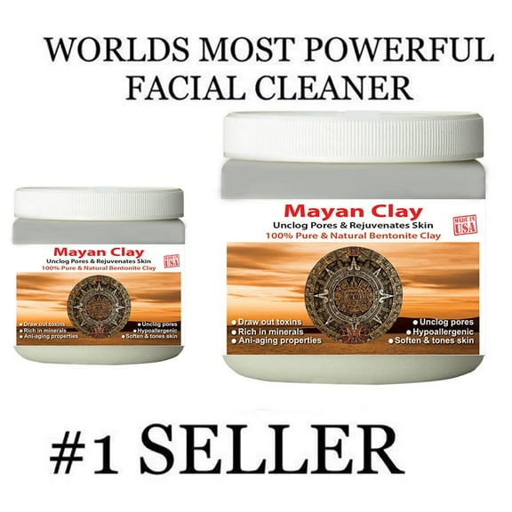 Mayan Secret Natural Calcium Bentonite Clay Indian Healing Clay Deep Pore Cleansing Facial Healing Body Mask Pack of 2 - 1 pound