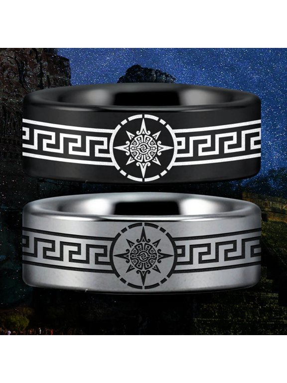 Mayan Strength Power Courage Tungsten Carbide Ring