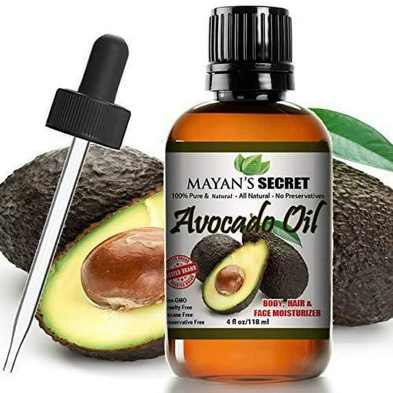 Mayan's Secret Organic Avocado Oil For Hair Skin Face & Nails - Natural Dry Skin Moisturizer, Collagen Boosting - Dry Scalp Treatment Anti Dandruff Hair Growth Oil- 4oz