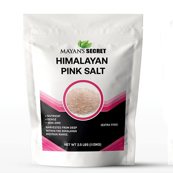 Mayan's Secret - Himalayan Pink Salt 2.5 lbs Extra Fine Grain | 100% Natural Pink Himalayan Sea Salt | Organic Pink Himalayan Salt For Grinder Refill Extra Fine Trace Minerals