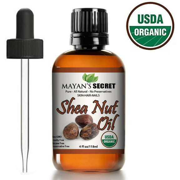 Mayan's Secret Natural Shea Nut Oil USDA Certified Organic Undiluted Cold Pressed for Skin Hair Lips and Nails - 4 Oz