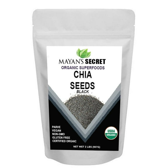 Mayan's Secret Organic Black Chia Seeds, Premium Grade, Raw Bulk, USDA Certified, non-GMO - 2 pound