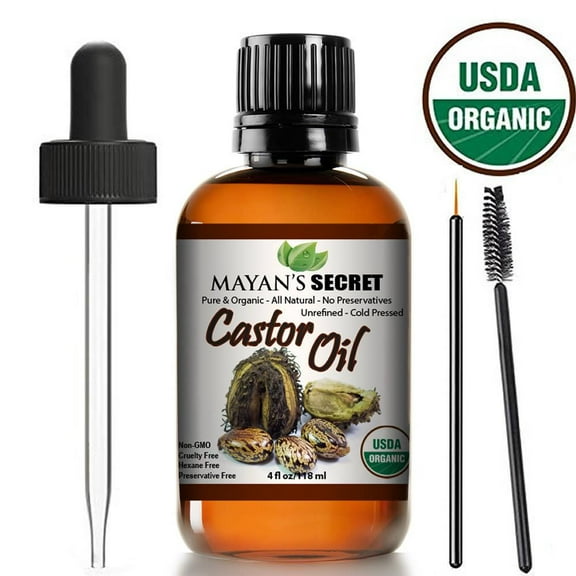 Mayan's Secret Organic Castor Oil Cold-Pressed, Hexane-Free USDA Certified - 4fl oz