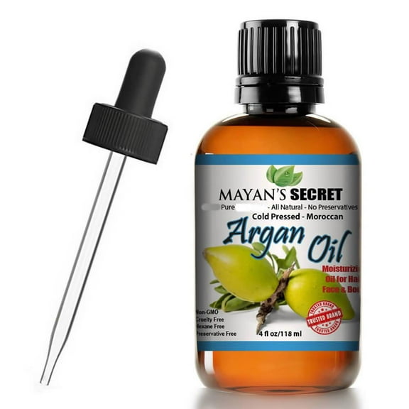 Mayan's Secret Organic Cold Pressed Argan Oil For Hair, Skin, Face, Nails, Beard & Cuticles - Pure Moroccan Anti Aging, Anti Wrinkle Beauty Secret, USDA Certified Moisturizer 4oz