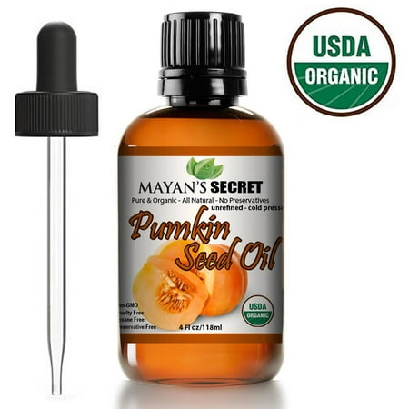 Mayan's Secret Organic Cold Pressed Pumpkin Seed Natural Oil , Virgin, Natural Moisturizer for Dry Hair Rough Skin and Nails, USDA Certified - 4fl oz