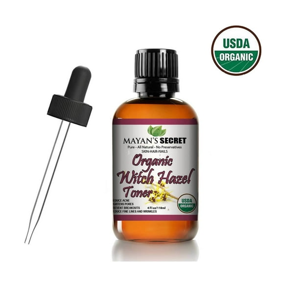 Mayan's Secret Organic Facial Witch Hazel Toner - Natural Astringent for Body & Face - USDA Certified - 4Oz