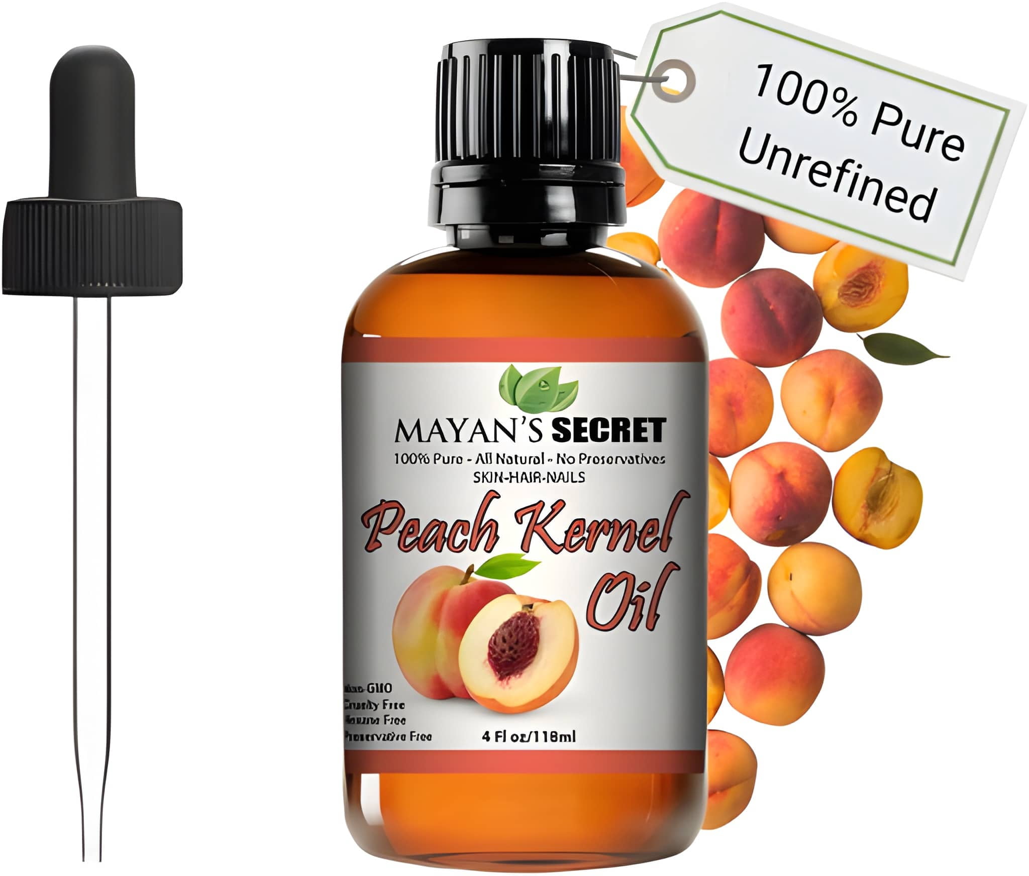 Mayan's Secret Peach Kernel Oil 4 fl oz for Massage, Skin & Nail Care ...