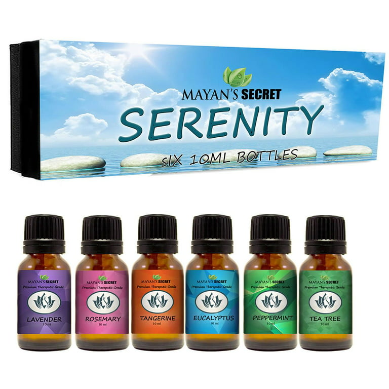 Mayan's Secret Premium Pure Grade Essential Oils-Serenity Euro Style  Dropper- Essential Oils for Diffuser, Humidifier, Massage, Aromatherapy,  Skin Hair Care Gift Set 6/10ml 