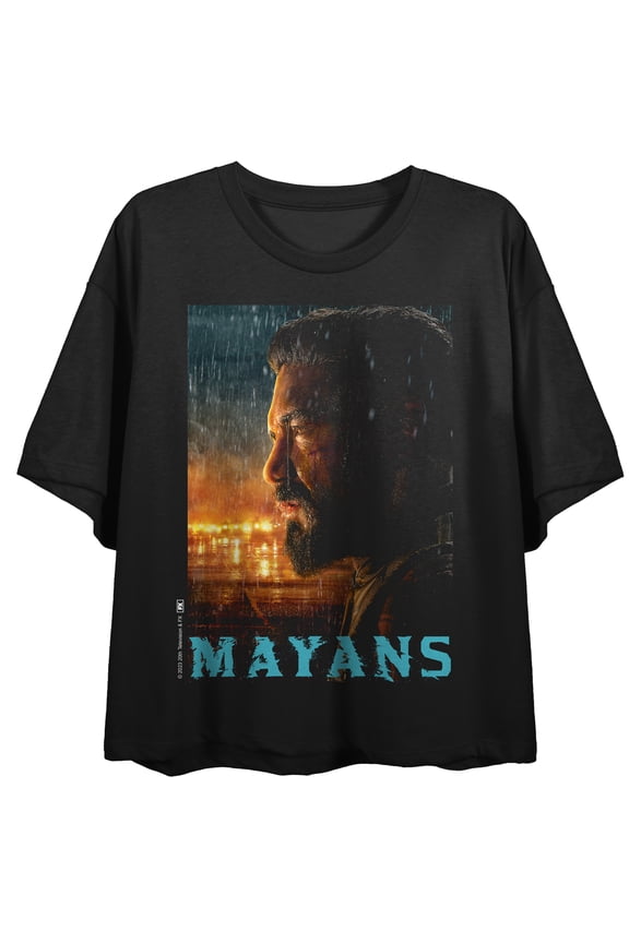 Mayans Angel Key Art Crew Neck Short Sleeve Women's Black Crop Top
-Medium