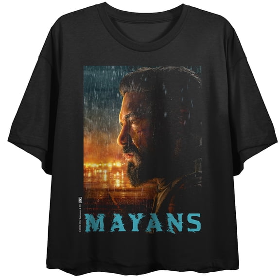 Mayans Angel Key Art Crew Neck Short Sleeve Women's Black Crop Top
-Small