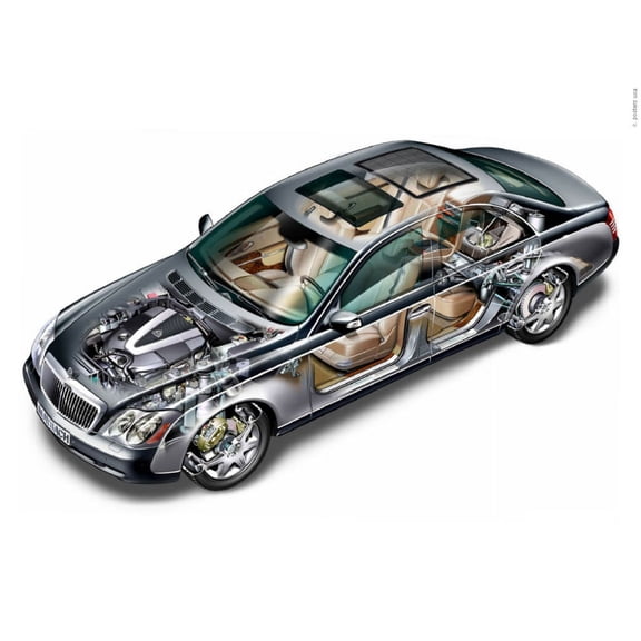Maybach Cutaway Poster 12x16 Print on Metal Sign 12in x 16in Multi-Color Square Adults Best Posters