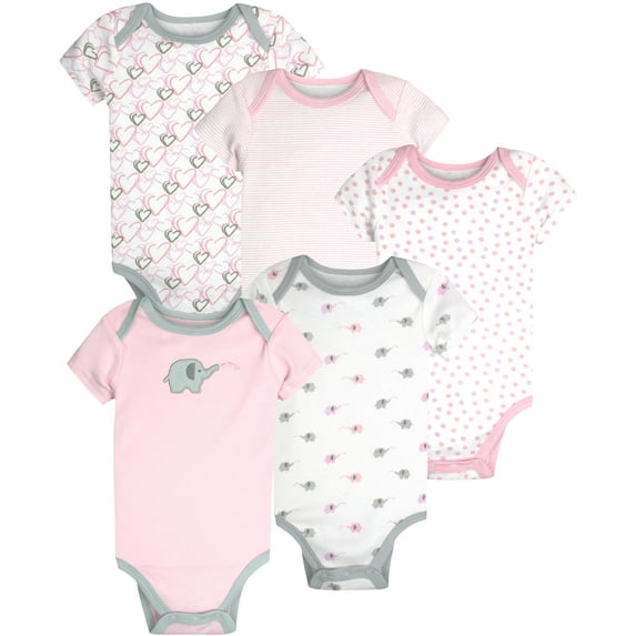 Maybe Baby Kids Infant Boys' and Girls' 5 Pack Set Cotton Baby Bodysuit Set