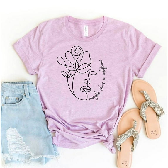Maybe She's A Wildflower T-shirt Positive Vibes Shirt Women's Gift Inspirational Gardening Trendy Top Plant Lover Hippie