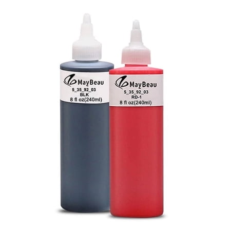 Maybeau 240ml*2 Bottle Tattoo Ink Color Tattoo Pigments Body Tattoo Supplies-Black&Red