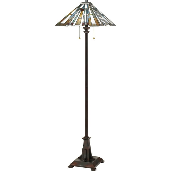 Maybeck Tiffany Style Floor Lamp in Valiant Bronze Color