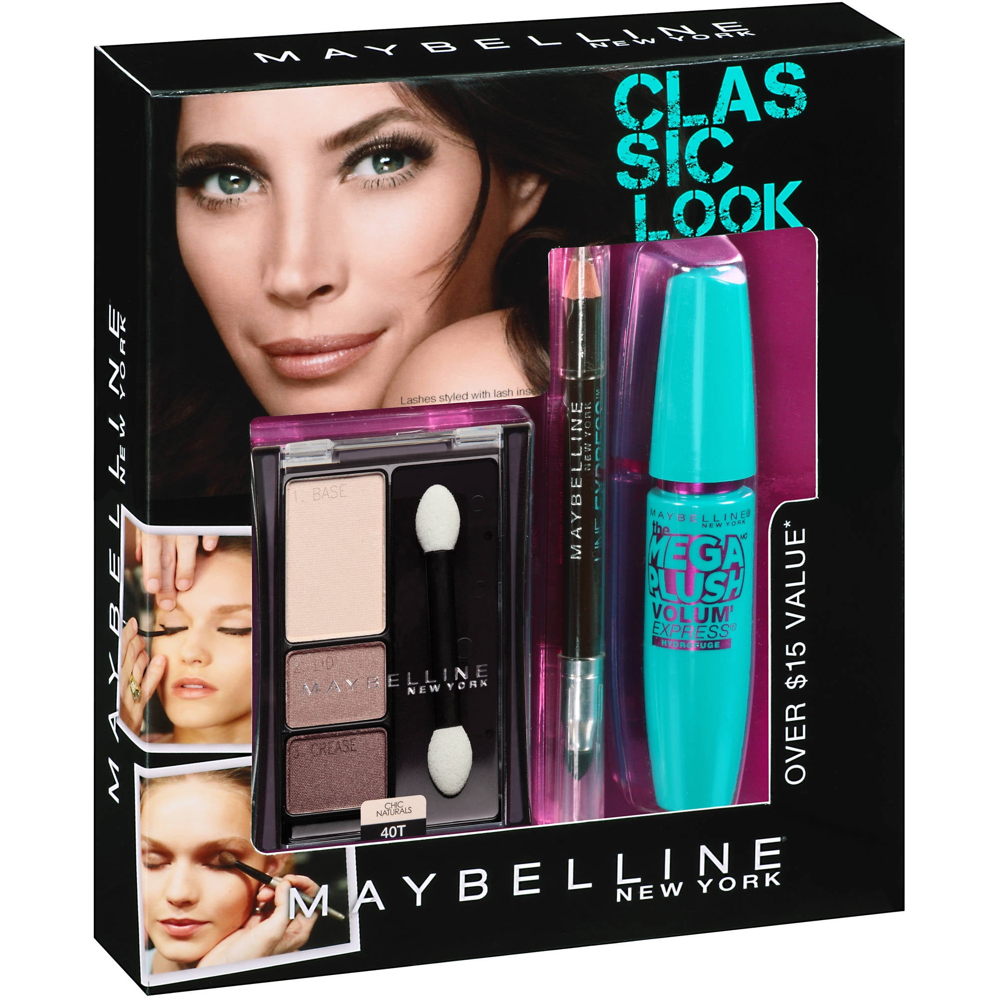 parti frill Anmelder Maybelline Classic Look Mega Plush Mascara + Eyeliner + Eyeshadow SET -  Walmart.com