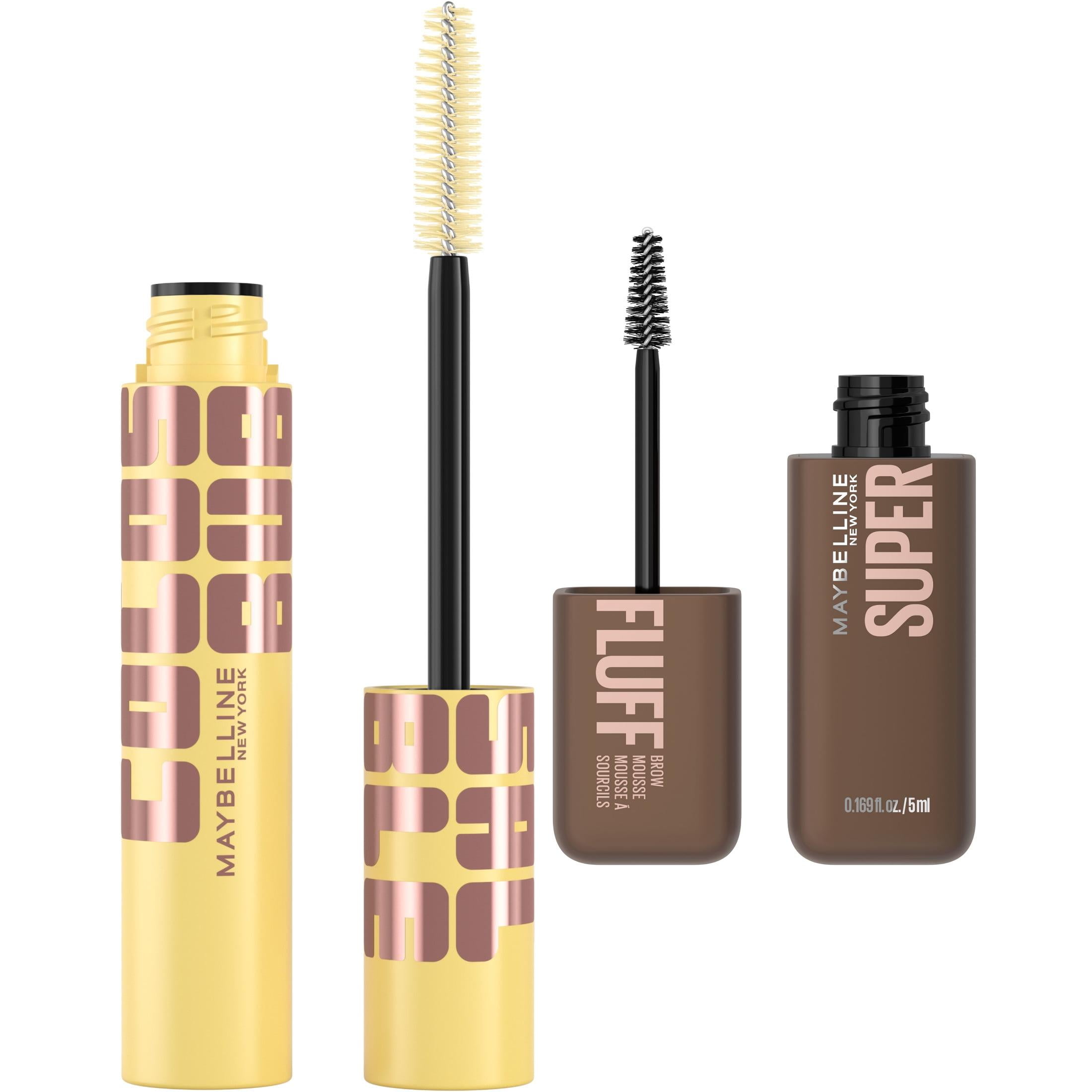 Maybelline Colossal Bubble Mascara, Very Black + Superfluff Volumizing Eyebrow Gel Mousse, Medium Brown