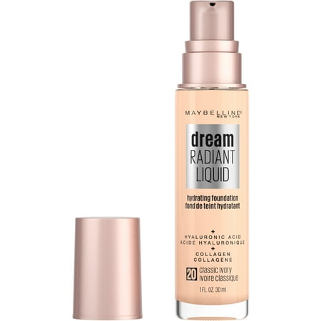 Maybelline Dream Radiant Liquid Foundation Makeup, 20 Classic Ivory, 1 fl oz