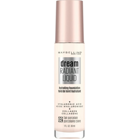 Maybelline Dream Radiant Liquid Medium Coverage Hydrating Foundation, Fair Porcelain, 1 fl. oz.