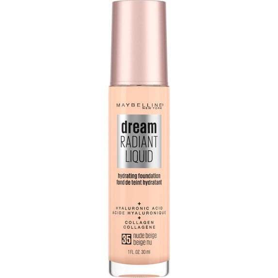 Maybelline Dream Radiant Liquid Medium Coverage Hydrating Foundation, Nude Beige, 1 fl oz