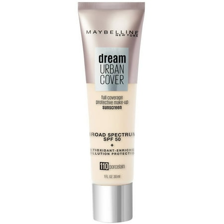 Maybelline Dream Urban Cover Full Coverage Foundation, SPF 50, Porcelain, 1 fl. oz.