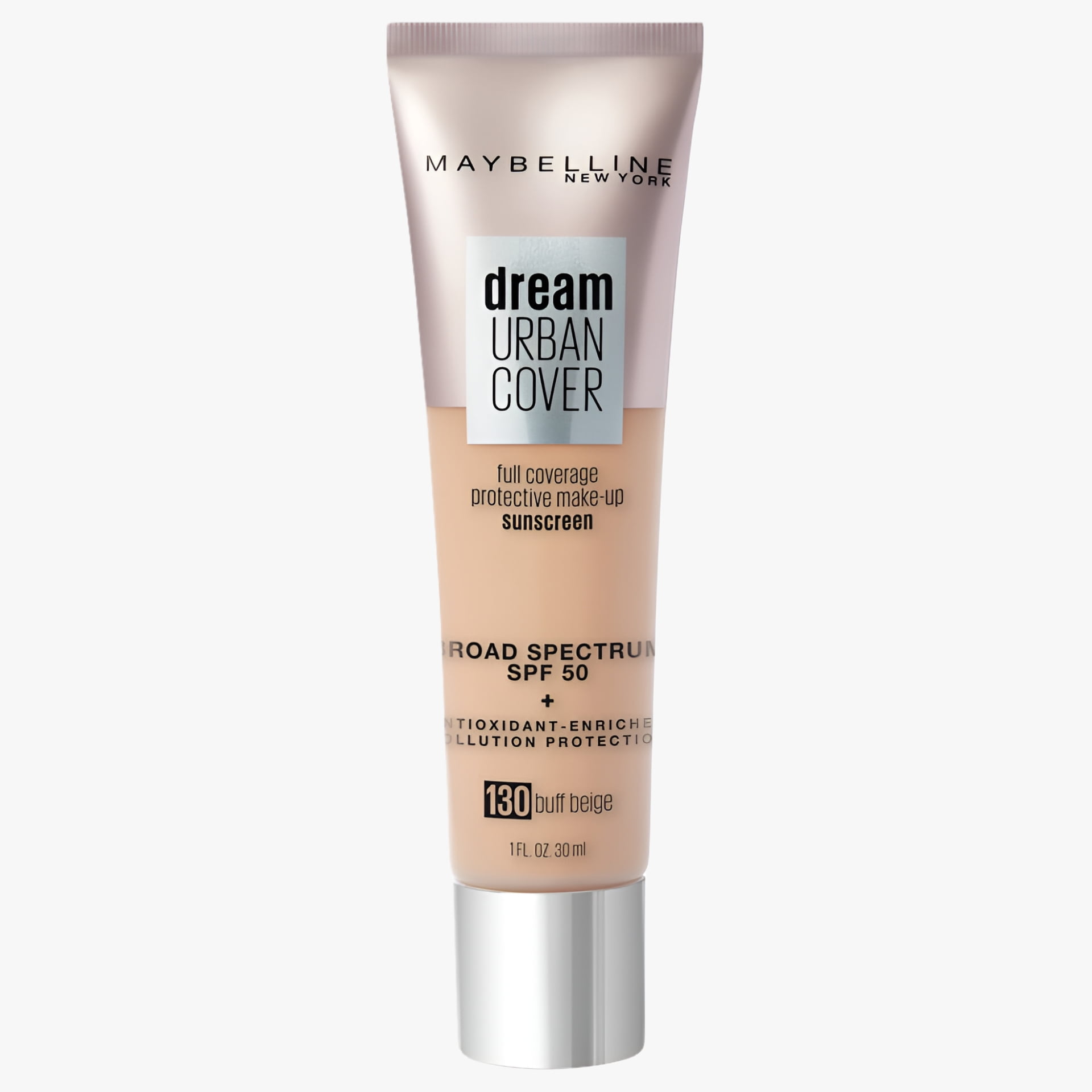 Maybelline Dream Urban Cover Liquid Foundation Makeup, SPF 50, Buff Beige, 1 fl oz
