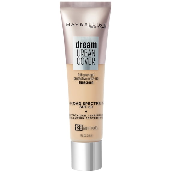 Maybelline Dream Urban Cover Liquid Foundation Makeup, SPF 50, Warm Nude, 1 fl oz