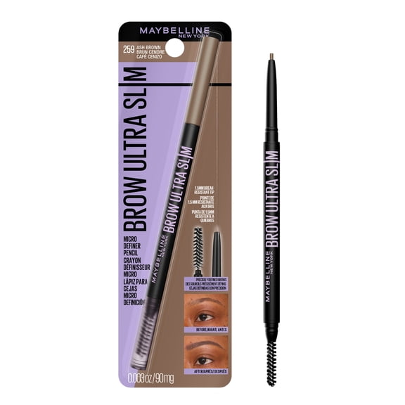 Maybelline Express Brow Ultra Slim Pencil Eyebrow Makeup, Precision Tip, Ash Brown, 0.003 fl oz