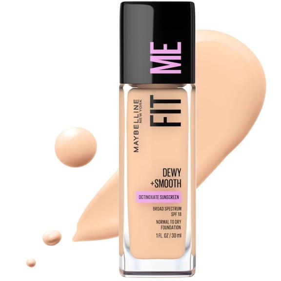 Maybelline Fit Me Dewy and Smooth Foundation, 110-Porcelain 1 fl oz (Pack of 2)