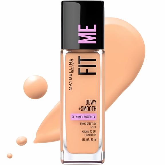 Maybelline Fit Me Dewy + Smooth Liquid Foundation Makeup with SPF 18, Buff Beige (Pack of 13)