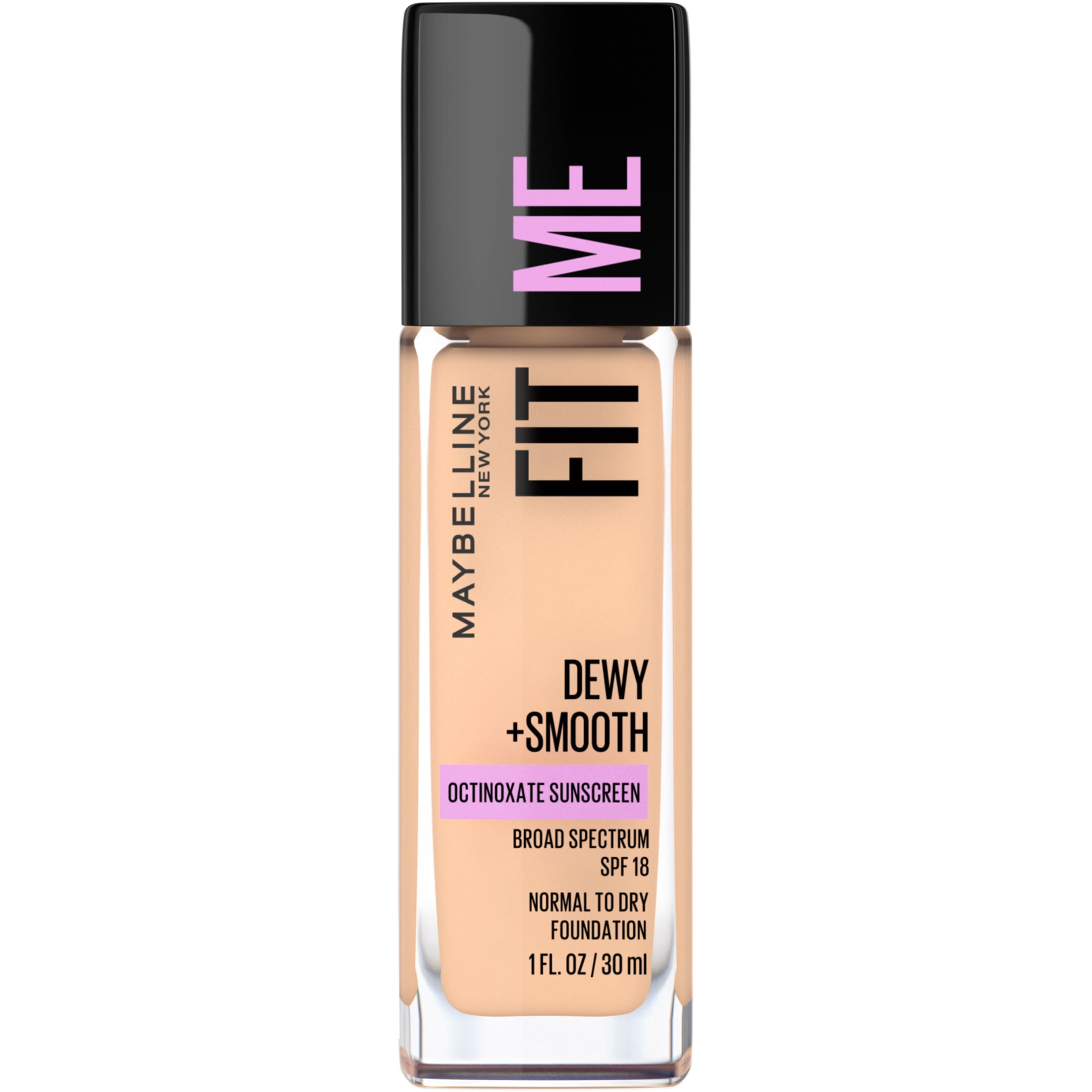 Maybelline Fit Me Dewy + Smooth Liquid Foundation Makeup with SPF 18, Classic Ivory, 1 fl. oz.