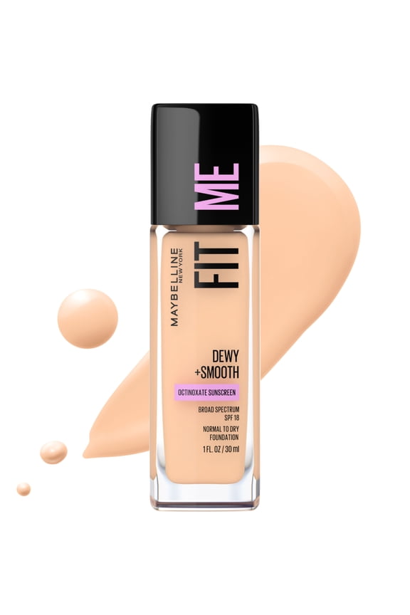 Fit Me Dewy + Smooth Liquid Foundation Makeup with SPF 18, Classic Ivory, 1 fl. oz.