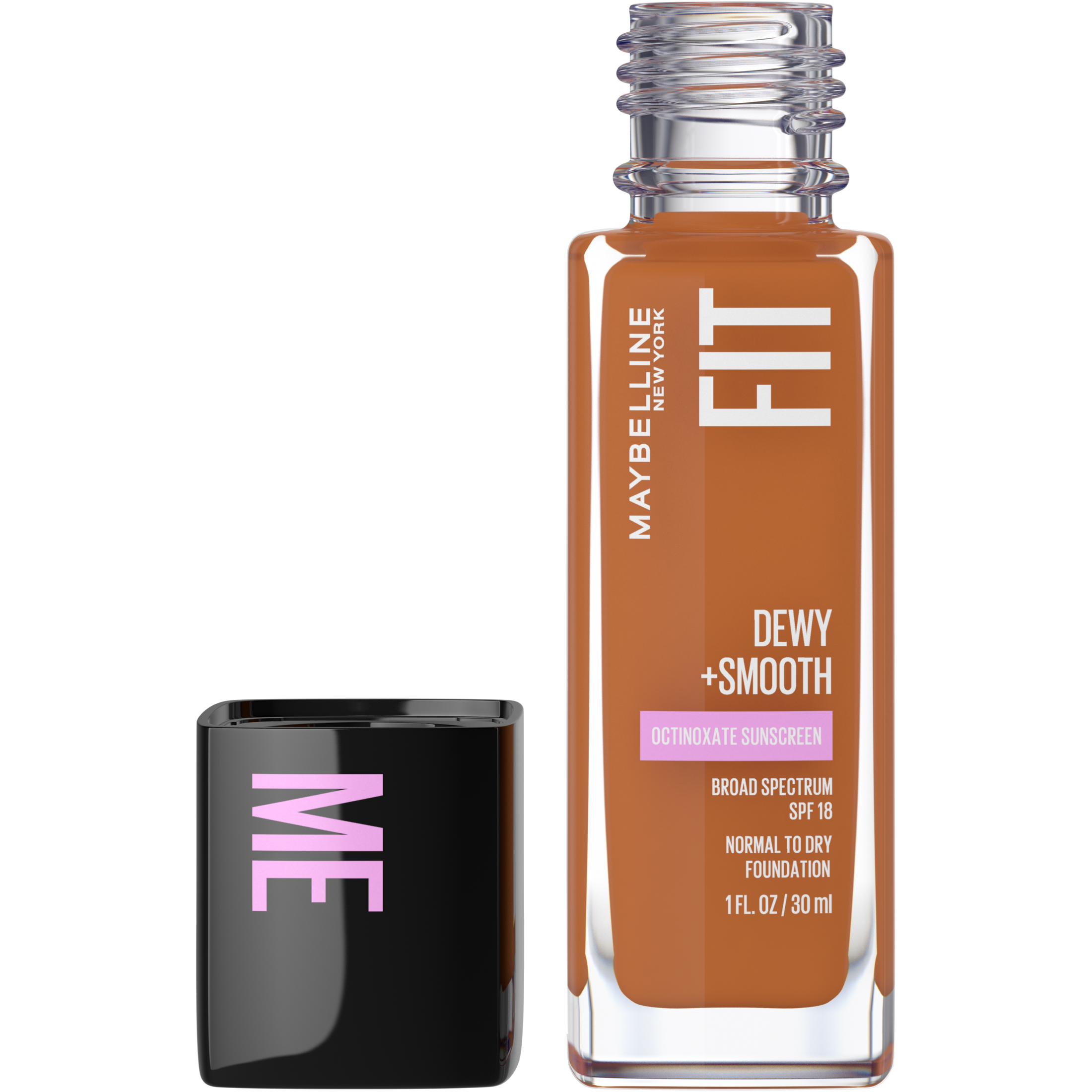 Maybelline Fit Me Dewy and Smooth Liquid Foundation Makeup, SPF 18, Mocha, 1 fl oz - image 1 of 9