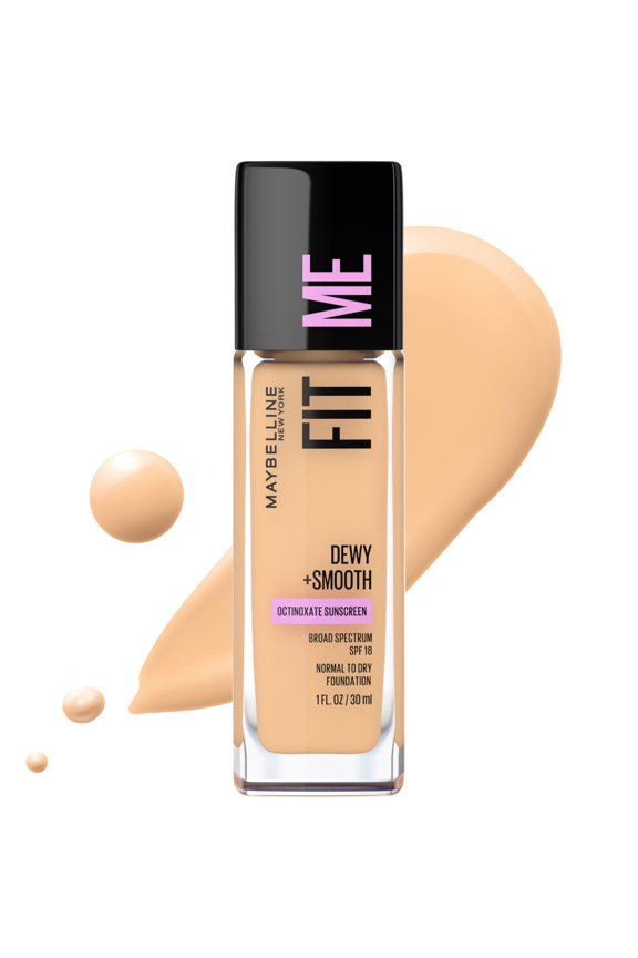 Fit Me Dewy and Smooth Liquid Foundation, SPF 18, 128 Warm Nude, 1 fl oz