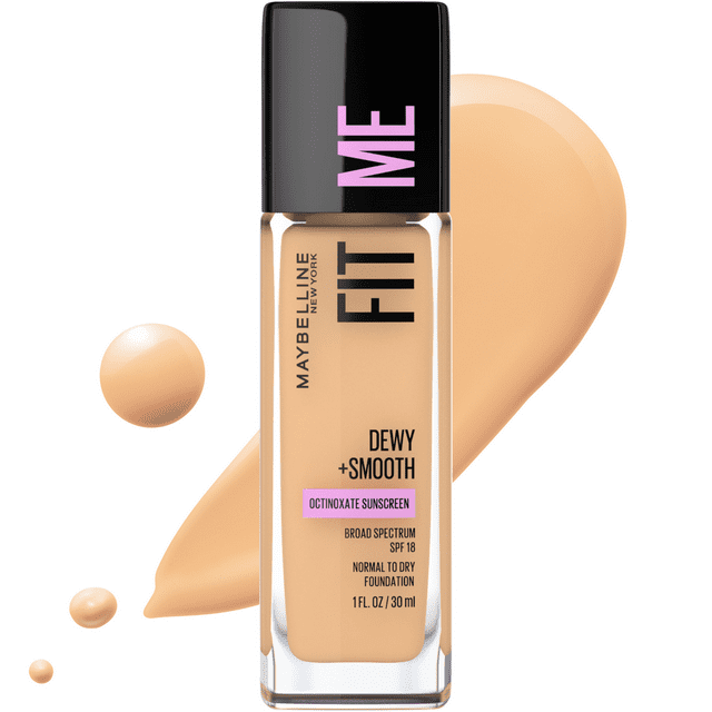 Maybelline Fit Me Dewy and Smooth Liquid Foundation, SPF 18, 220 Natural Beige, 1 fl oz