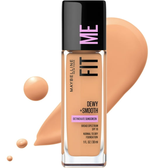 Maybelline Fit Me Dewy and Smooth Liquid Foundation, SPF 18, 310 Sun Beige, 1 fl oz