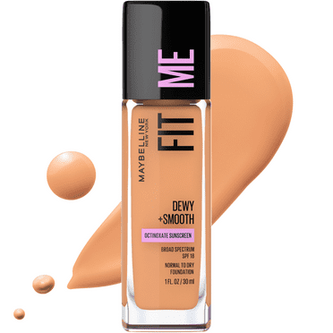 Maybelline Fit Me Dewy and Smooth Liquid Foundation, SPF 18, 322 Warm Honey, 1 fl oz