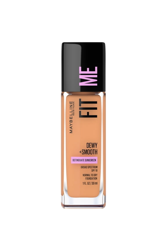 Fit Me Dewy and Smooth Liquid Foundation, SPF 18, 322 Warm Honey, 1 fl oz