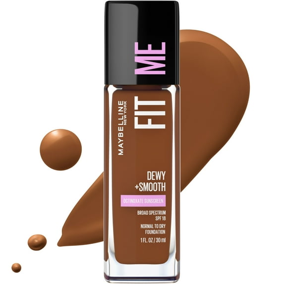Maybelline Fit Me Dewy and Smooth Liquid Foundation, SPF 18, 375 Java, 1 fl oz